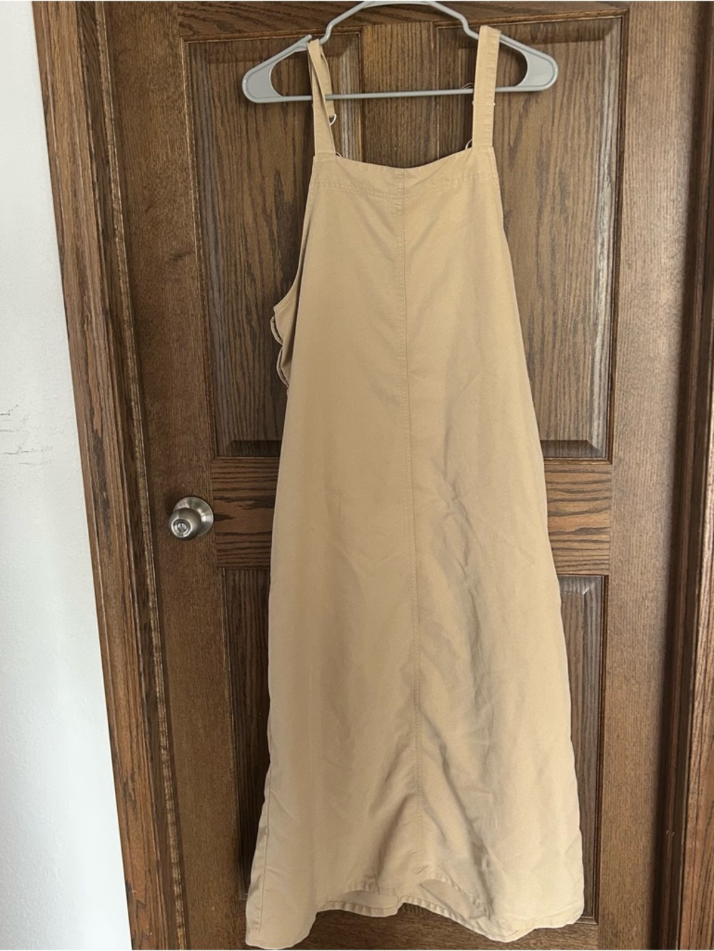 Classic Elements Tan Pinafore Midi Dress with Front Pockets - Picture 5 of 6